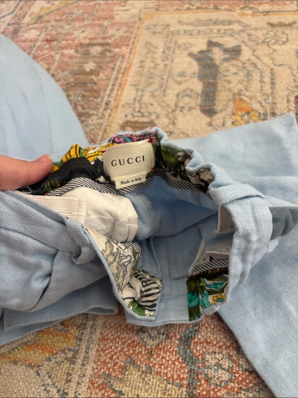 Gucci Kids White Button-Front Shirt with Light Blue Jacket & Pants Set